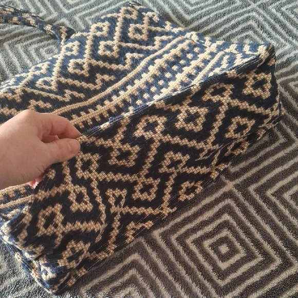 H&M Limited Edition Jacquard Weave Tribal Patterned Jute Large Tote Handbag Bag - Picture 5 of 5